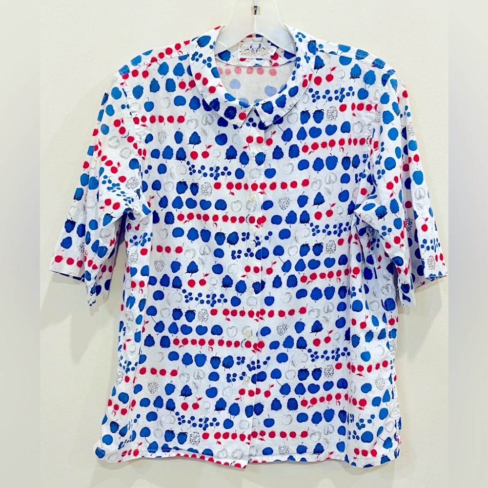 Vintage THE COTON PICKERS Fruit Short Sl Shirt Red White and Blue